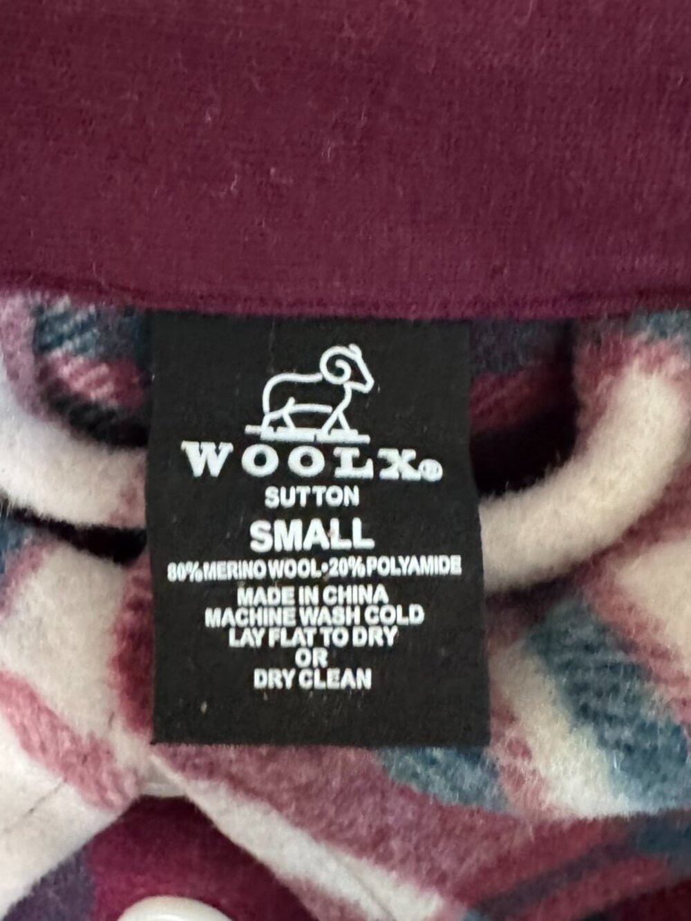 Woolx Sutton Long Shacket Frozen Cranberry Plaid size Small NIB - Picture 5 of 6